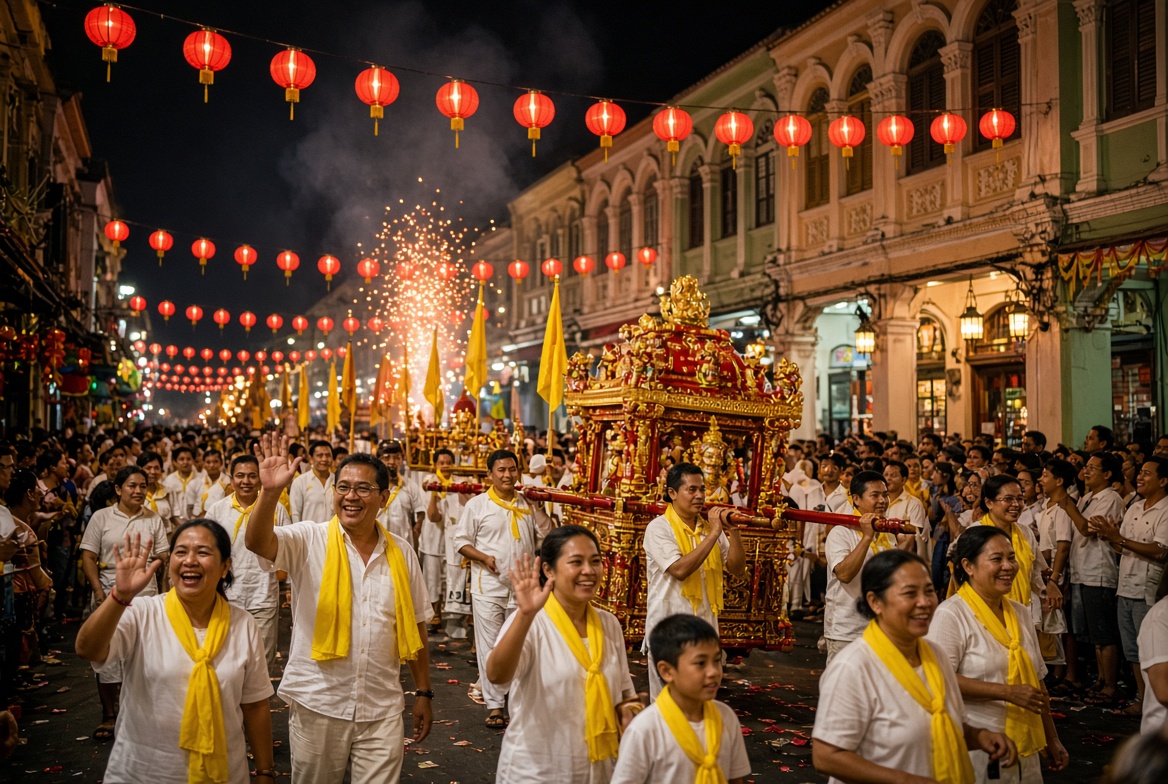 Devotees in white at the Phuket Vegetarian Festival 2026